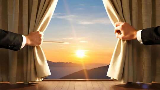 拉开窗帘希望概念励志视频