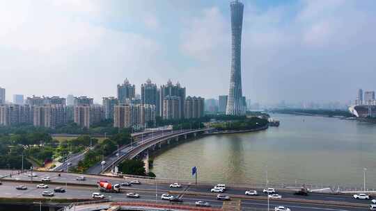 广州海珠区广州塔小蛮腰航拍广东城市地标风视频素材模板下载