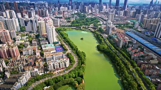 深圳罗湖区洪湖公园水贝片区城市航拍宣传片