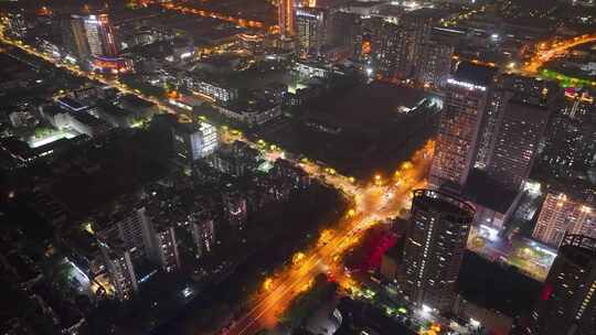 杭州钱塘新区文泽路夜晚夜景车流延时