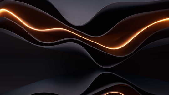 黑色流动的多层曲面3D渲染