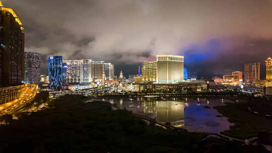 澳门 路氹城 赌场区 娱乐城 夜景