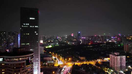 航拍安徽合肥夜景合肥老城区夜景