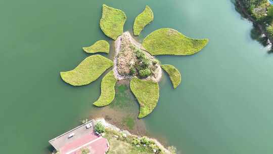 四川达州莲花湖湿地公园航拍