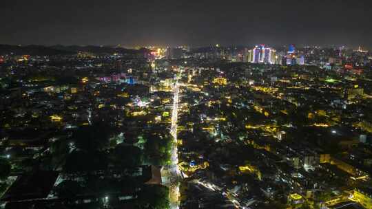 福建泉州古城夜景航拍延时