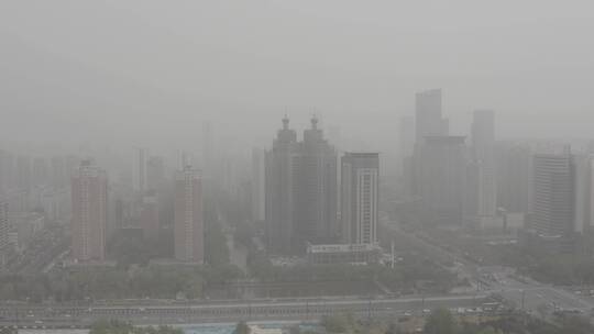 洛阳三线城市恶劣沙尘暴雾霾环境污染天气视频素材模板下载