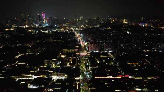 江苏南京老门东秦淮河夜景灯光航拍