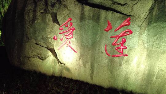 郴州爱莲湖石刻名字名称灯光夜景