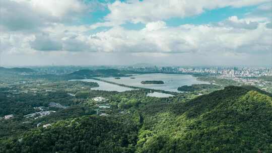 杭州西湖航拍大景延时