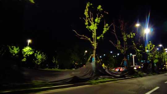 城市马路夜景汽车窗外的风景视频素材