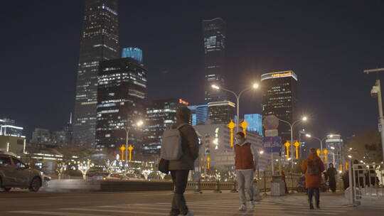 新年城市街道 新年城市夜景