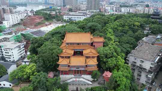 航拍衡阳回雁峰景区雁峰烟雨雁峰寺