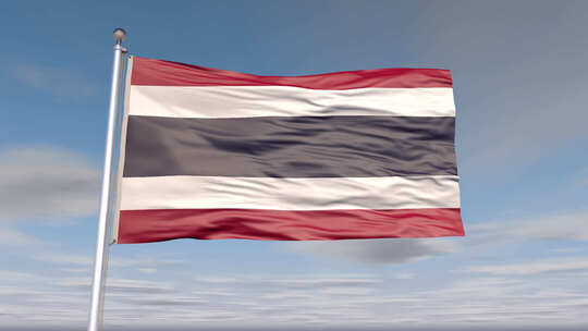 泰国国旗动画与天空和云