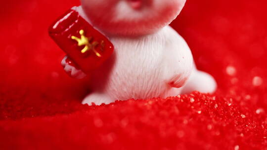 可爱喜庆的红包兔子玩具视频素材模板下载