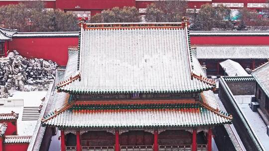 辽宁沈阳故宫雪后古建筑群全景航拍