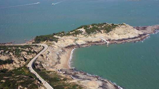 福建莆田湄洲岛海岸线风光航拍