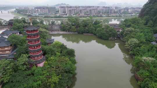 广西桂林木龙湖木龙塔航拍