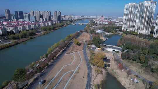 南京江宁市民公园广场航拍视频素材模板下载