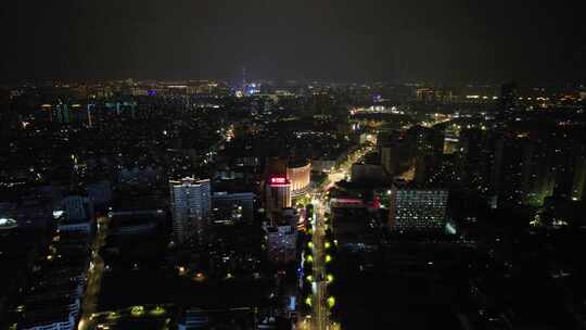 江苏常州城市夜景灯光航拍