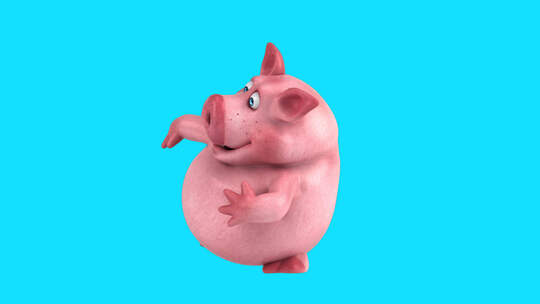 有趣的3D卡通猪跳舞（带alpha通道）视频素材模板下载