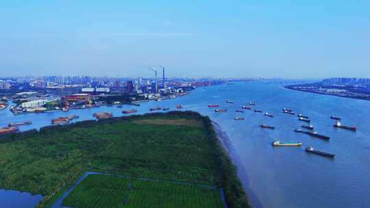 广州黄埔狮子洋航拍视频素材模板下载