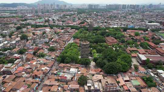 福建泉州古西街钟楼开元寺航拍