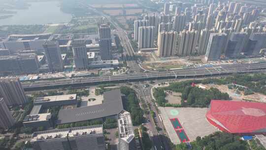 山东济宁城市风光新城区建设航拍视频素材模板下载