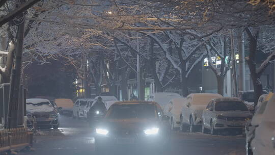 夜晚雪景空镜 冬天雪景