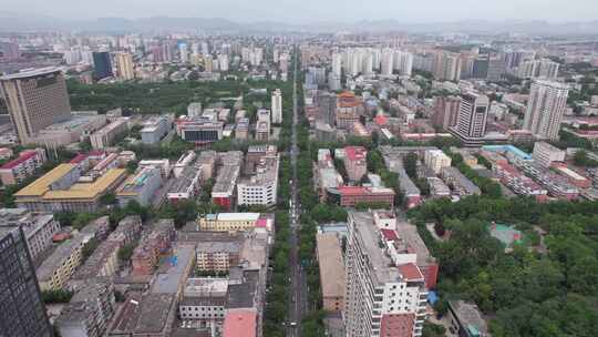 航拍石家庄大景城市交通大道