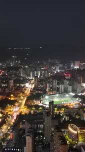 竖屏航拍福建莆田城市大景夜景灯光