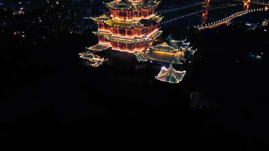 重庆江北鸿恩寺夜景航拍