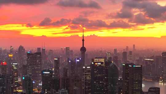 上海金色晚霞  上海城市风景