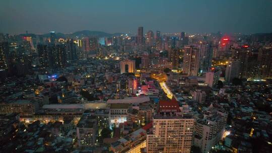 航拍厦门城市夜景