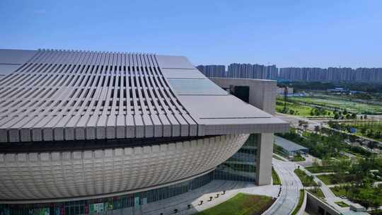 航拍河南郑州中央文化区新馆区建筑群视频素材模板下载