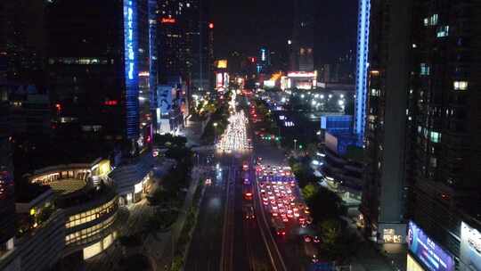 广州天河区交通夜景车流天河路