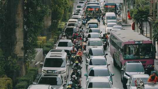 泰国曼谷堵车曼谷拥堵交通4k