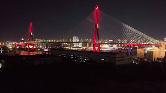 上海杨浦大桥夜景航拍