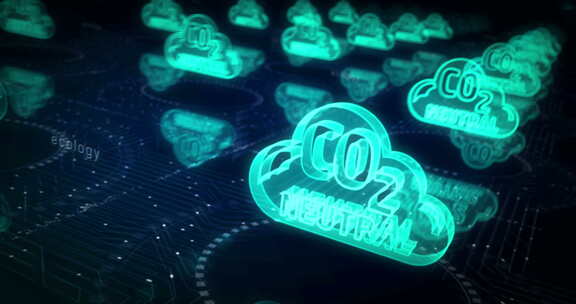 二氧化碳中性零排放脱碳符号循环网络概念