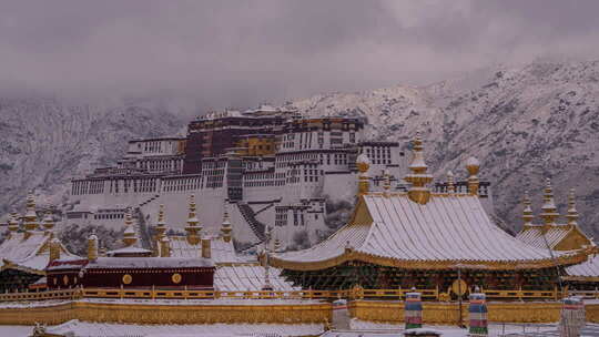 布达拉宫雪景延时