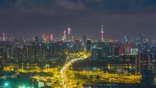 广州荔湾鹤洞广钢新城夜景延时