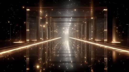 金色光影穿梭宇宙星河无限延伸