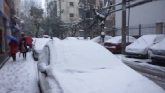 南方城市雪景下雪