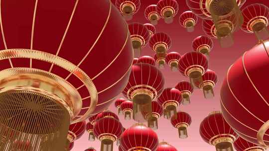 春节 红灯笼 喜庆 背景灯笼 红灯笼视频素材模板下载