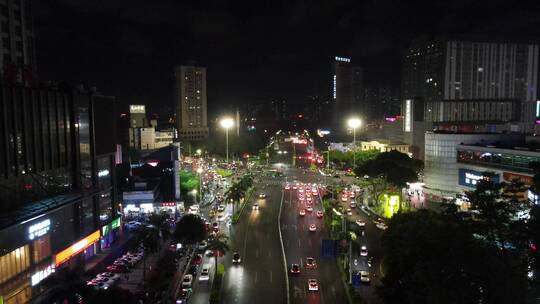 广西南宁城市夜景交通人流航拍