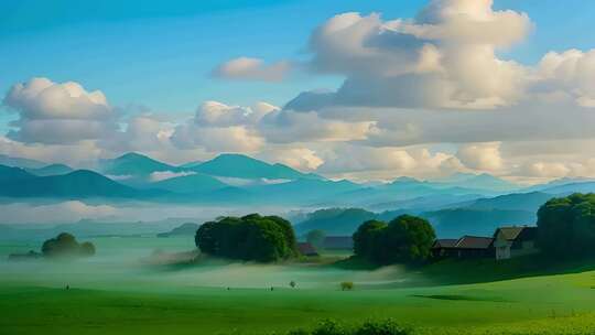 田野农田房屋风景