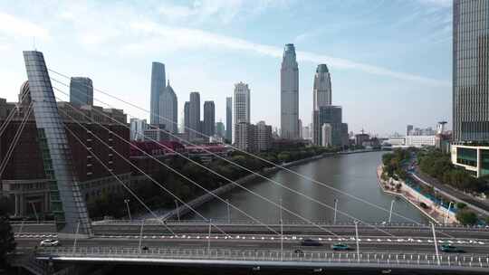 天津海河风景线城市建筑风光航拍