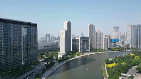 天津城市建设海河风光航拍
