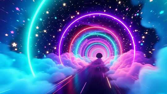 浪漫梦幻霓虹星空隧道穿梭合集4K