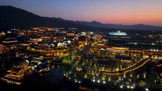 4K江苏宜兴阳羡旅游窑湖小镇风景区夜景