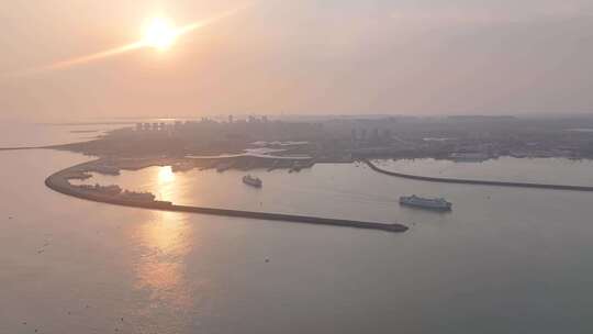 海口新海港码头航拍视频素材模板下载
